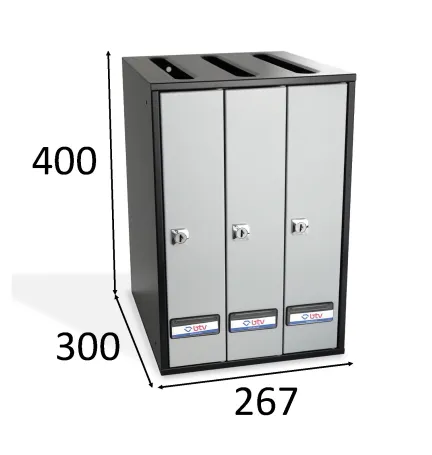BUZON PRISMA SUPERIOR G3 CUERPO NEGRO PUERTA PLATA 400 x 267 x 300